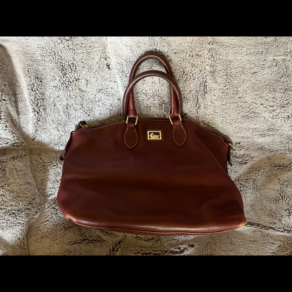 Rare Soft Leather Maroon Dooney Burke Leather Satchel with Duck Logo - Picture 1 of 8